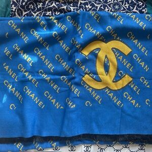Designer  Blue and Gold Scarf